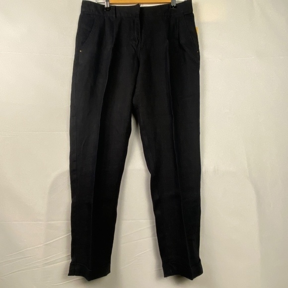 Workshop Andrea Jovine women's Sz 8 black linen trouser pants tapered high rise - Picture 1 of 10